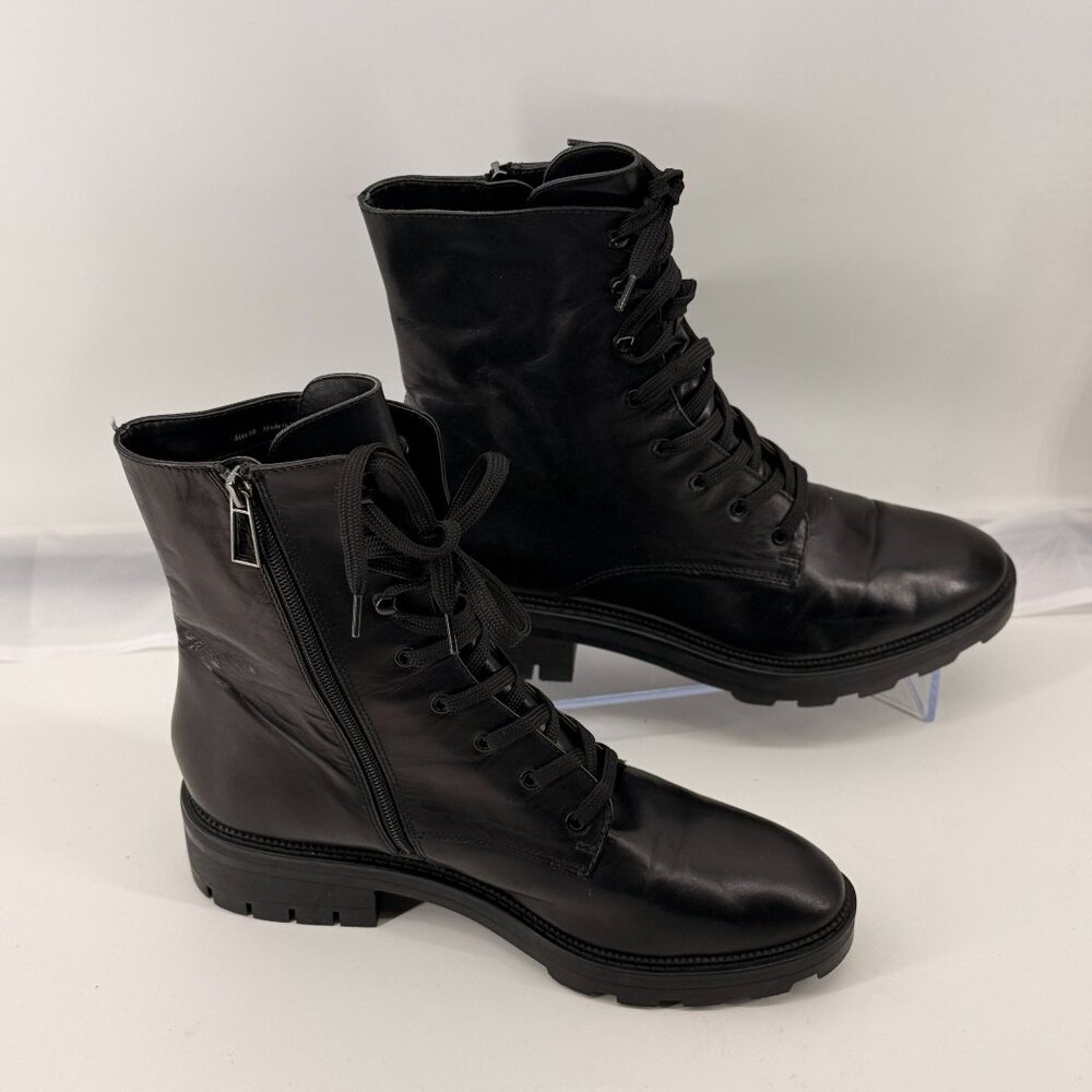 Dolce Vita Clear Women's #10 Lottie Black Leather Zipper Lace Combat Boots